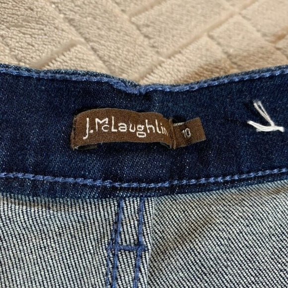 J Mclaughlin Womens 10 Jeans Blue Trouser Boot Cut Tuxedo Stripe Dark Wash - Picture 6 of 12